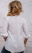 Дизайнерская белая блуза с кружевом СК-599 фото 2