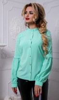 Ментоловая блуза с отделкой жемчугом СК-600 фото 3