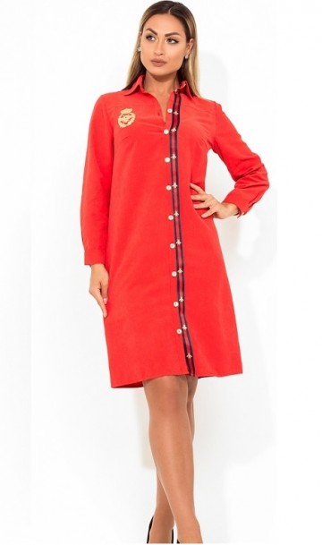 Модное платье из парки красное размеры от XL ПБ-619, фото