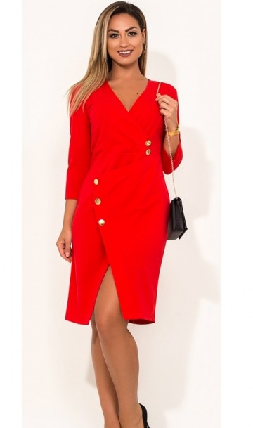 Платье миди женское красное размеры от XL ПБ-386, фото