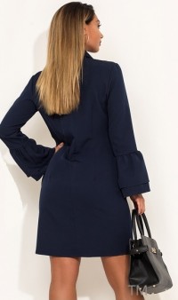 Платье мини темно синее с манжетами на рукавах размеры от XL ПБ-476, фото 2