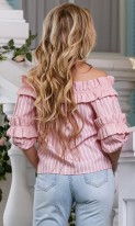 Свободная хлопковая розовая блузка СК-588 фото 2