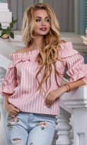 Свободная хлопковая розовая блузка СК-588 фото 3