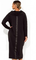 Черное длинное платье спорт шик с воротником хомут размеры от XL ПБ-679, фото 2