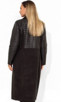 Черное пальто из кашемира на пуговицах с подкладкой размеры от XL 5095, фото 2
