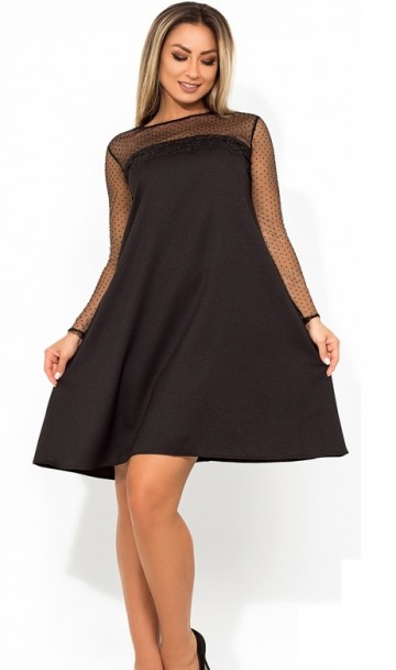 Коктейльное платье мини черное размеры от XL ПБ-658, фото