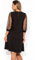 Коктейльное платье мини черное с декором жемчуг размеры от XL ПБ-661, фото 2