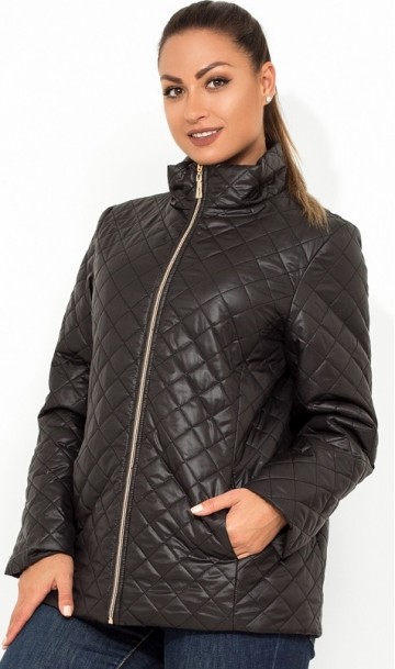 Модная женская куртка черная на молнии размеры от XL 5098, фото