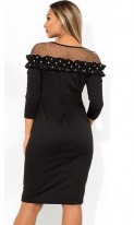 Платье миди черное с оборкой на плечах размеры от XL ПБ-665, фото 2