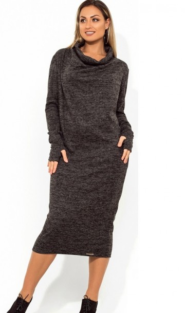 Платье миди с боковыми карманами и рукавами-митенками размеры от XL ПБ-686, фото