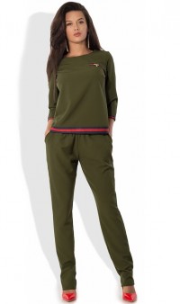 Женский костюм кофта и брюки цвета хаки КТ-270