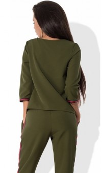 Женский костюм кофта и брюки цвета хаки КТ-270 фото 2