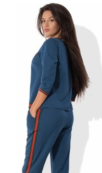 Женский синий костюм кофта и брюки КТ-268 фото 2