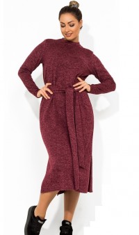 Женское платье миди бордовое размеры от XL ПБ-681, фото