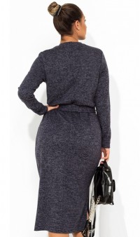 Женское платье миди темно-синее размеры от XL ПБ-682, фото 2