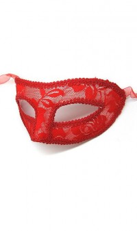 Карнавальная ажурная маска красная А-1037