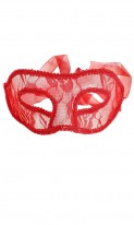 Карнавальная ажурная маска красная А-1037 фото 2