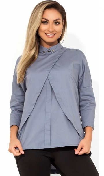 Красивая блуза асимметричная серая со шлейфом размеры от XL 3163, фото