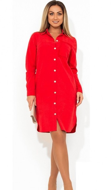 Красное платье с застежкой из пуговиц по всей длине размеры от XL ПБ-709, фото
