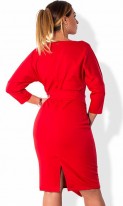 Модное платье миди красного цвета размеры от XL ПБ-728, фото 2