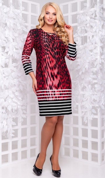 Модное платье миди с украшением под горловиной размеры от XL ПБ-741, фото