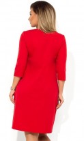 Нарядное платье миди красное с брошкой размеры от XL ПБ-745, фото 2