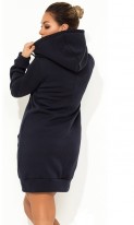 Платье худи темно синее с капюшоном и манжетами размеры от XL ПБ-722, фото 2