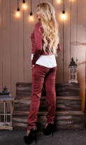 Женский бордовый костюм кофта и штаны КТ-339 фото 2