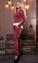 Женский бордовый костюм кофта и штаны КТ-339 фото 3