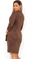 Женское платье мини из замши коричневое размеры от XL ПБ-758, фото 2