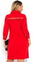 Женское платье-рубашка красного цвета размеры от XL ПБ-379, фото 2