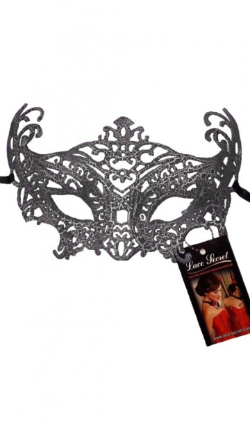 Ажурная карнавальная маска черная А-1071