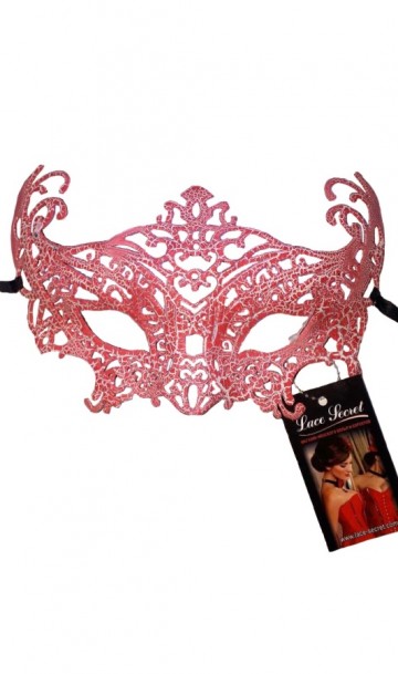 Ажурная карнавальная маска коралловая А-1069