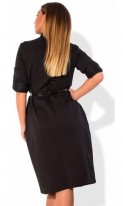 Черное платье рубашка миди с пояском размеры от XL ПБ-812, фото 2