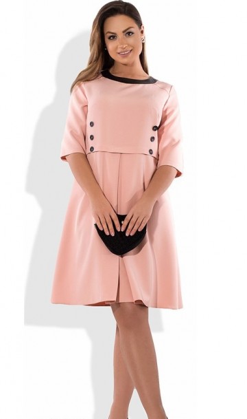 Экстравагантное розовое офисное платье размеры от XL ПБ-804, фото