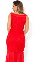 Гипюровое платье с воротником анжелика красное размеры от XL ПБ-815, фото 2