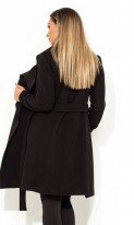 Кашемировое черное пальто на запах с воротником размеры от XL 5104, фото 2