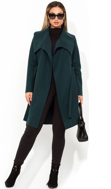 Кашемировое пальто на запах с воротником размеры от XL 5105, фото