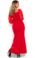 Красивое платье в пол красное покроя русалка размеры от XL ПБ-174, фото 2