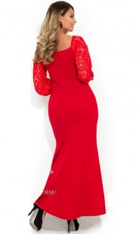 Красивое платье в пол красное покроя русалка размеры от XL ПБ-174, фото 2