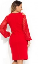 Красное платье миди с разрезами на плечах размеры от XL ПБ-373, фото 2