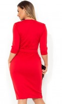 Платье красное с декором из кружева и жемчужин размеры от XL ПБ-785, фото 2