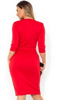 Платье красное с декором из кружева и жемчужин размеры от XL ПБ-785, фото 2