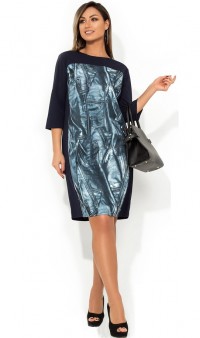 Стильное женское платье темно-синего цвета размеры от XL ПБ-161, фото