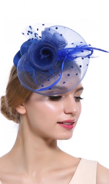 Женская синяя шляпка с вуалью А-1052