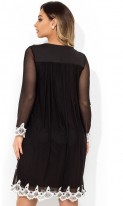 Черное платье двухслойное с жемчужинами размеры от XL ПБ-827, фото 2