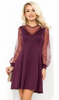 Фиолетовое нарядное платье свободного кроя Д-1725