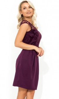 Фиолетовое платье-мини с юбкой-тюльпан Д-1711
