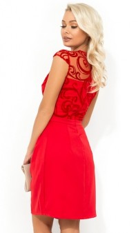 Красное платье-мини с юбкой-тюльпан Д-1713