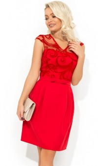 Красное платье-мини с юбкой-тюльпан Д-1713 фото 2